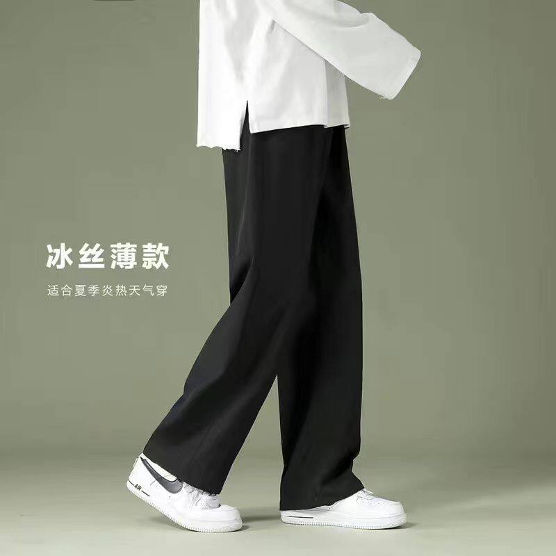夏季薄款裤子男直筒裤男生潮流百搭宽松九分裤学生夏天阔腿休闲裤