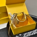 Gold leather shoulder strap charm