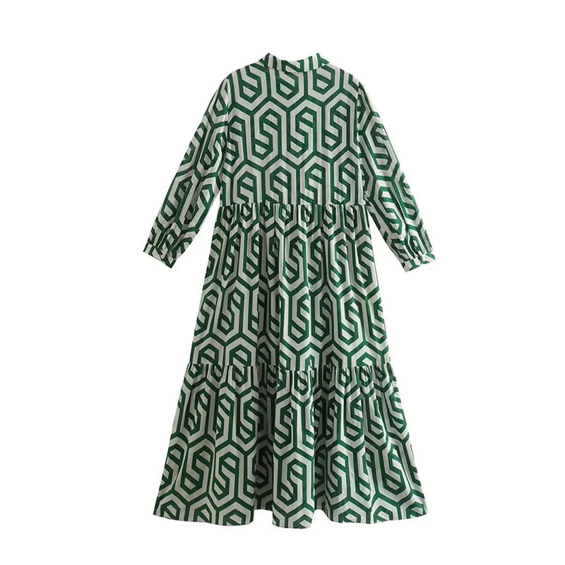 Fashionable Long Sleeve Floral Shirt Dress Elegant Design European Style Versatile for Casual or Formal Occasions