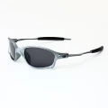 PC silver frame + gray lenses + black temple tips