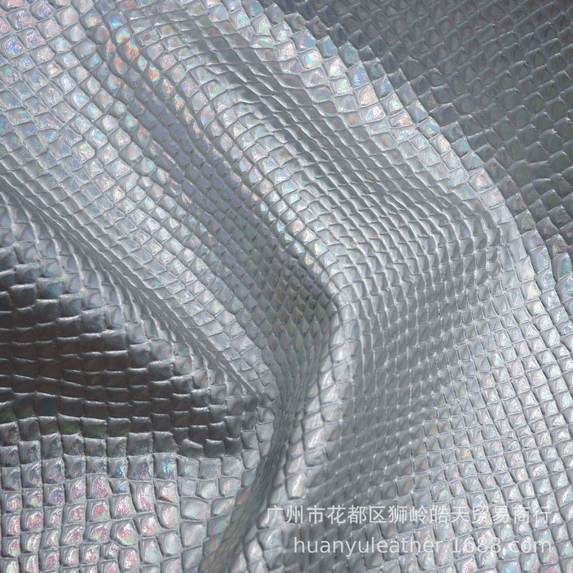 Factory direct metal 1.0mm serpentine PU leather metal film PU artificial leather shoes packaging process fabric