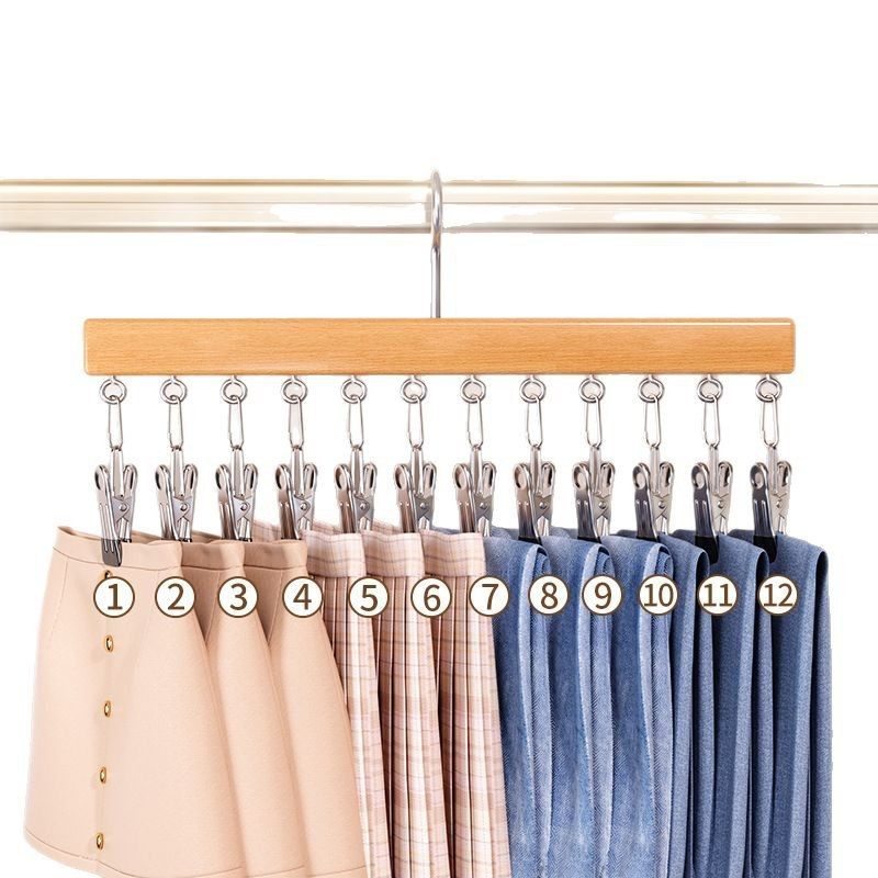 Solid Wood Hat Storage Multifunctional Sock Hook Wardrobe Organizer Clip Household Clothes Hanger Row Clip