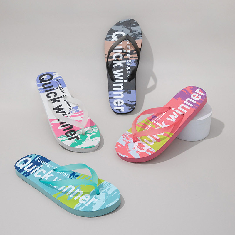 New Graffiti Flip-Flops Summer Colorful Fashion Women's Flip-Flops Personalized Couple Trendy Beach Sandals Wholesale