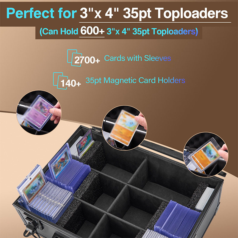 New Star Card Collection Box with Key Lock, Portable 35Pt Magic Card Storage Box, Aluminum Box, Same Style as Amazon