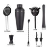 Cross-Border Wine Set Popular Stainless Steel Matte Black Cocktail Shaker 8-Piece Cocktail Bartender Full Tool Set