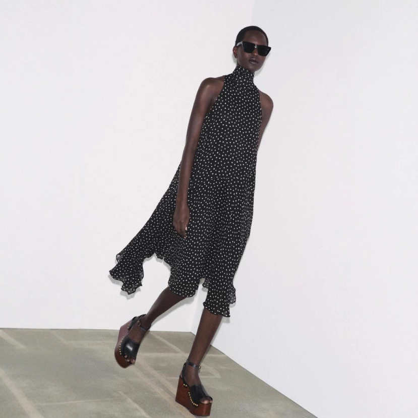 Loose Fit Polka Dot Halter Neck Sleeveless Dress Irregular Hem Autumn Womens Fashion Wholesale Available