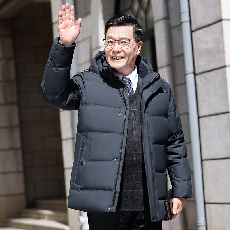 2023 down jacket men's short winter fashion hooded winter New thickened warm middle-aged and elderly outside suit