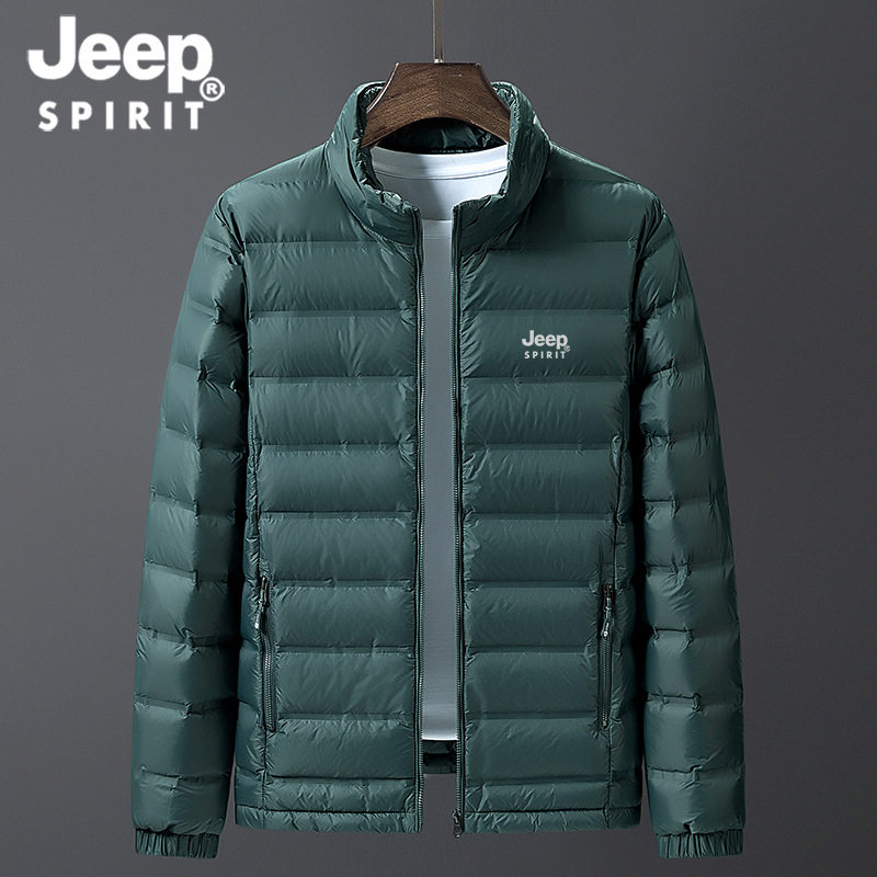 JEEP SPIRIT Lightweight Down Jacket Men's Short Autumn and Winter New Loose Large Size Warm White Duck Down Jacket for Men