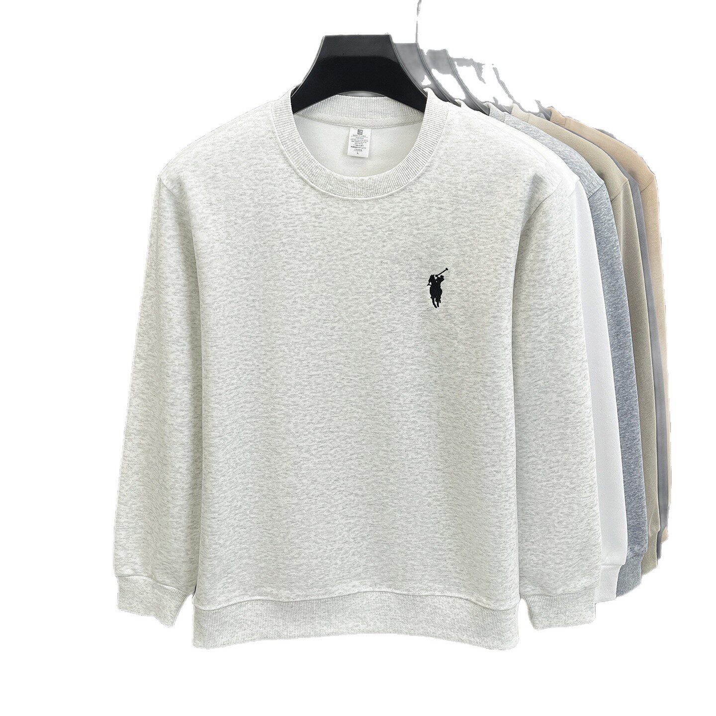 跨境重磅380克刺绣男士卫衣2026春季新款圆领休闲打底长袖卫衣男