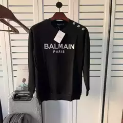 Autumn and Winter New Balmain balmai Cotton Letter Loose Pullover Long Sleeve Terry Sweater ins for Couples