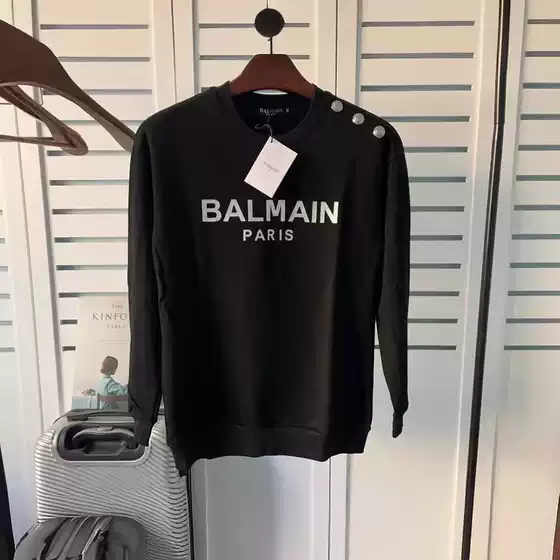 Autumn and Winter New Balmain balmai Cotton Letter Loose Pullover Long Sleeve Terry Sweater ins for Couples