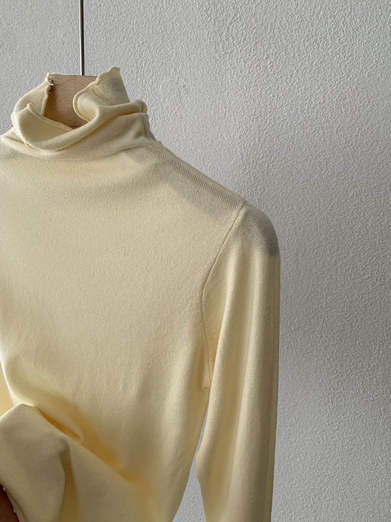 欧玛莱 柔软堆堆领纯色长袖安迪绒修身显瘦针织打底衫上衣女 4793