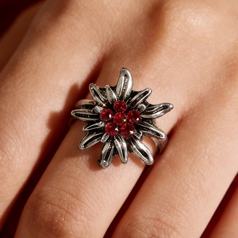 cross-border retro style edelweiss ring for women Oktoberfes...