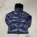 Blue glossy down jacket