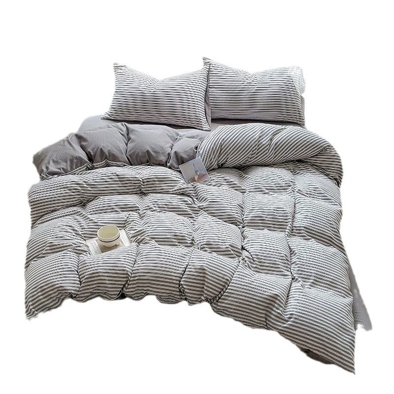 Class A Mother and Infant Grade Washed Cotton Bed Four-piece Set ins Fresh Bed Sheet Quilt Cover Bed Hat Student Dormitory Three-piece Set