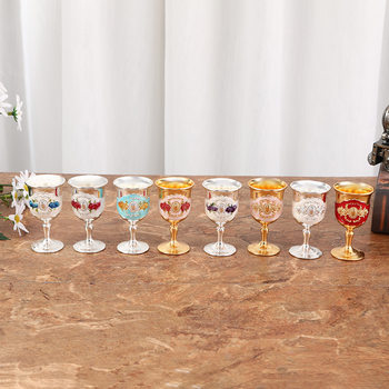 2024 New Micro Luxury Wine Glass Creative Design European Metal Household Goblet Retro Fashion Wine Set Drinking Glass