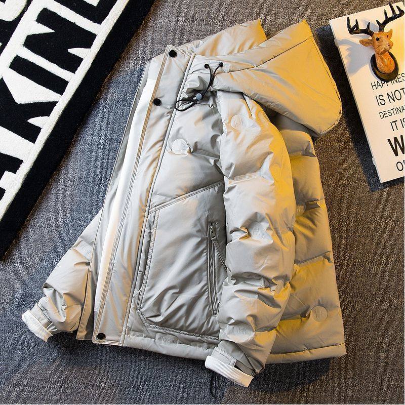 Down Jacket Men's Autumn and Winter 2024 New Light Clothing Pure Color Fleece-Lined Thickeneded Work Jacket