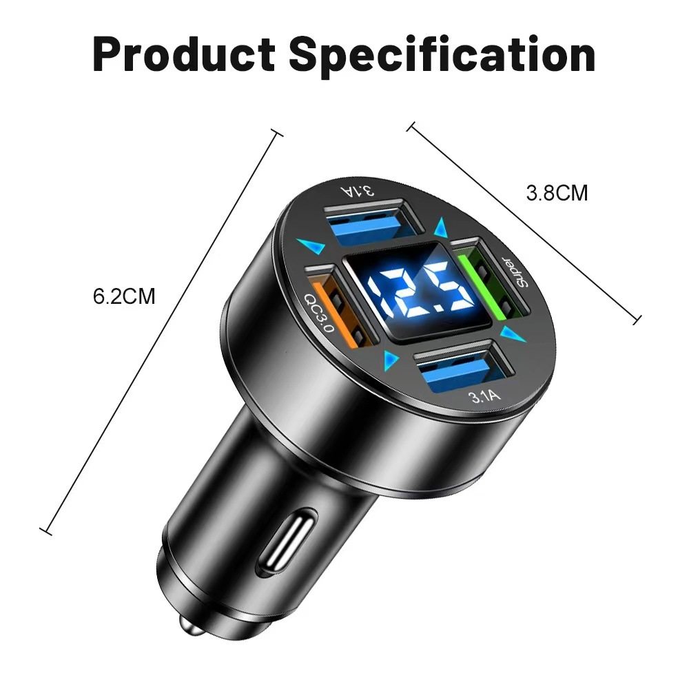 Car charger one drag five fast charging car converter super fast charging cigarette lighter car charging truck car universal