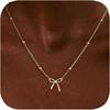 Small Cut Out Bow Pendant Necklace, Simple, Fresh, Sweet and Cute Clavicle Chain, Fashionable Bead Chain Jewelry for Women