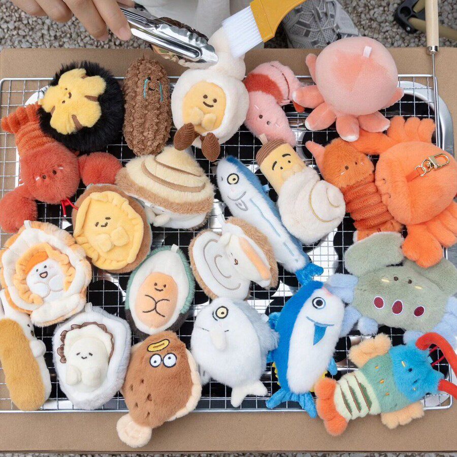 Let's Have Fun Together in the Sea Series Creative Seafood Market Plush Toy Lobster Keychain Bag Pendant Doll Gift Batch