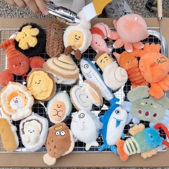 Let's Have Fun Together in the Sea Series Creative Seafood Market Plush Toy Lobster Keychain Bag Pendant Doll Gift Batch