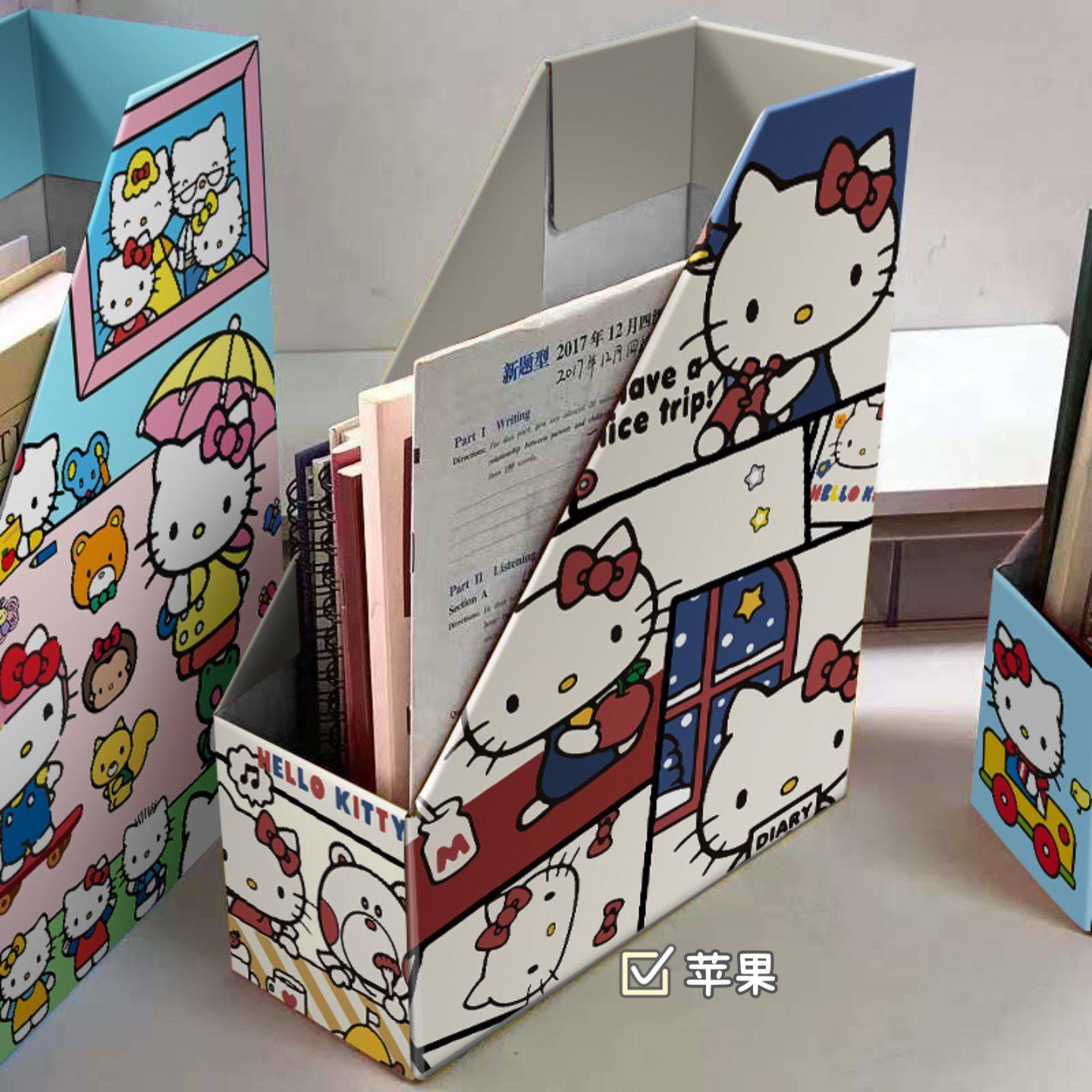 Popular Blue Background Kt Cat Xiaohongshu Same Style Paper Book Stand Bookshelf Desktop Notebook Book Storage Rack