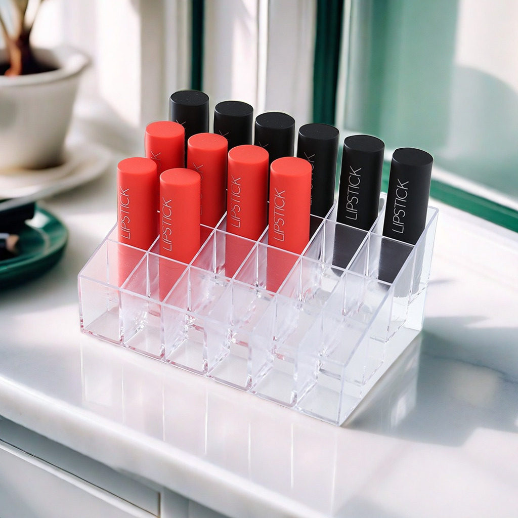 Transparent 24-pack Lipstick Storage Box Multi-pack Lipstick Makeup Display Rack Fidelity Box Girl's Desktop Lipstick Storage Rack