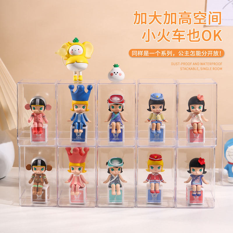 Blind Box Storage Display Stand Single Transparent Doll Figure Box Scene Bear Sight Hot Bubble Mart Display Box