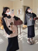 Maternity Autumn and Winter Dress Suit 2025 New French Thickeneded Sweater Vest Bottoming Knitted Skirt Two-Piece Set