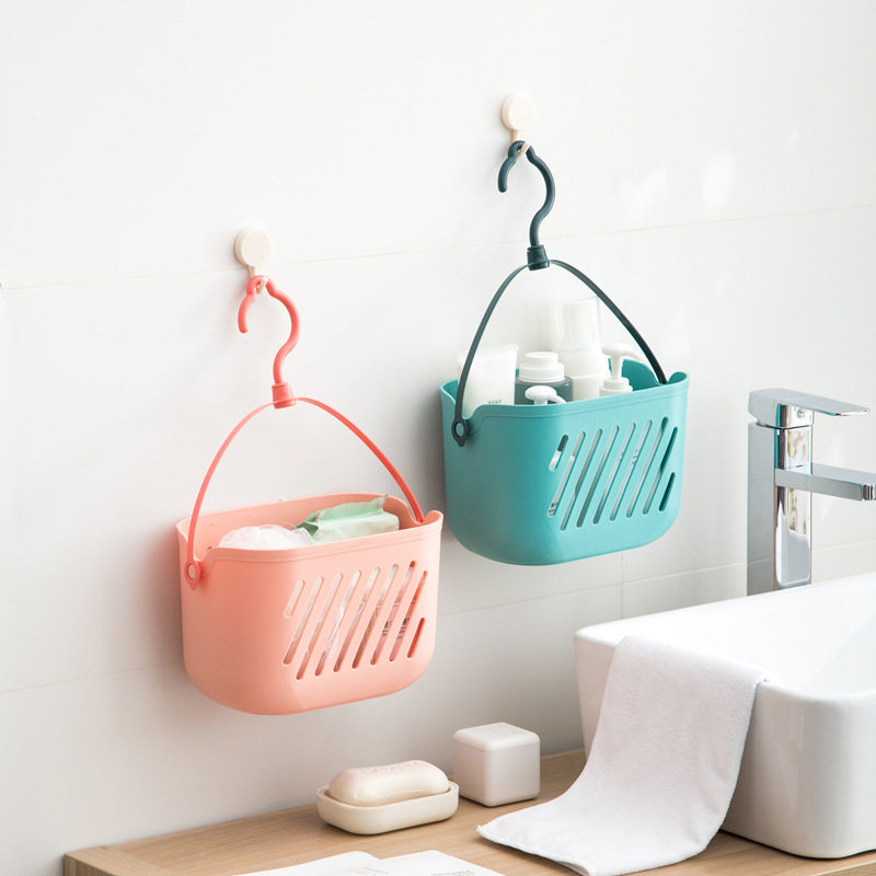 Thickened pure ribbon Hook bathroom hanging basket storage basket hollow kitchen bathroom storage basket storage basket hot sale