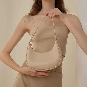 2025 New Underarm Bag, Simple Crescent-Shaped Women's Bag, French Niche Baguette Bag, Single Shoulder Handbag, Half-Moon Bag for Women, Cross-Border