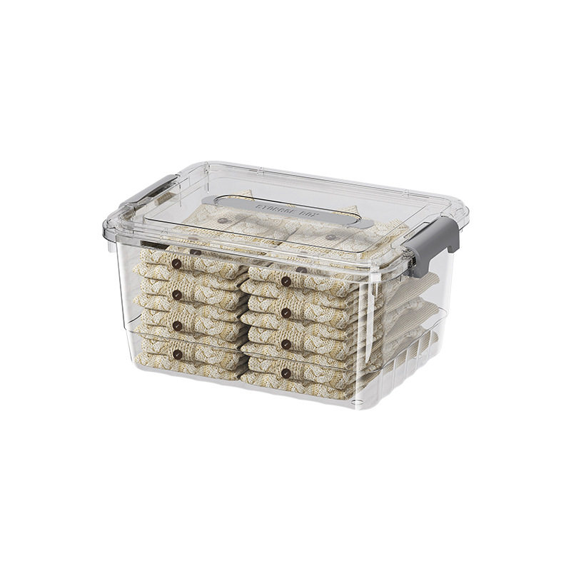 Transparent Storage Box with Lid and Handle, Book Toy Clothes Storage Box, Large Capacity Thickened Organizing Box Storage Box