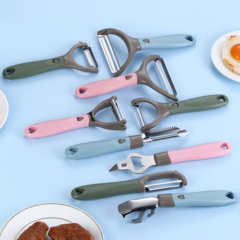 Stainless Steel Peeling Knife Multifunctional Removable Fruit and Vegetable Peeler Kitchen Tool Tray Holder Filament Peeling Knife