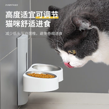 Liftable Cat Bowl, Ceramic Cat Food Bowl, Not Easy to Knock Over, Pet Drinking Bowl, Large Diameter Cat Rice Bowl, Increased Neck Protection