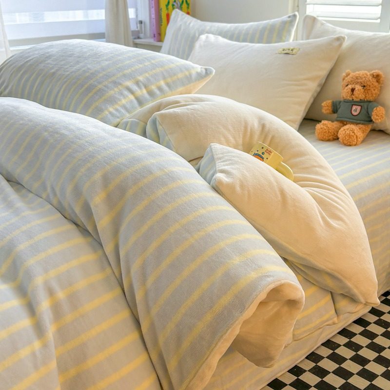 Milk Velvet Bed Four-Piece Set 2025 New Winter Thickeneded Coral Velvet Bed Bed Sheets Quilt Cover Three-Piece Bedding Set