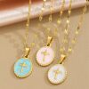 Cross-Border Hot Selling Colorful Oil Dripping Cross Pendant Round Necklace Gold Clavicle Chain Women's Niche Design Jewelry Women