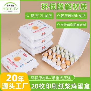 20 Pieces of Printed Egg Boxes, Anti-fall Disposable Boxed Egg Trays, A4 Pulp Biodegradable Printed Egg Boxes