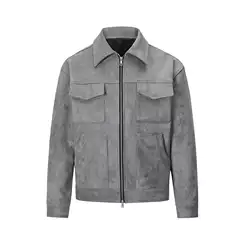 European and American High Street Ins Style Unisex Jacket with Thickened Suede, Zipper, and Large Pockets