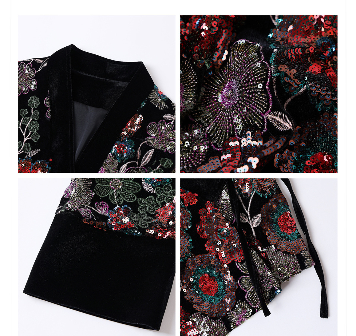 Áo khoác nữ thêu hoa đính sequin thêu nổi bật dáng suông — Begonia đỏ (giao hàng trong 7 ngày), Begonia đỏ (phát hành cùng ngày)