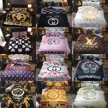 Trendy Brand Four-Piece Set Cross-Border Foreign Trade Wholesale Gift Bed Sheet Quilt Cover Cotton Brushed Fabric Three-Piece Set Supports Drop Shipping