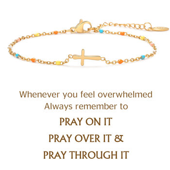 Amazon Colorful Rice Bead Cross Bracelet Light Luxury Stainless Steel Bracelet Bohemian Style Hand Jewelry Gift