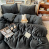 Class a Winter Pure Color Milk Velvet Four-Piece Set Thickeneded Fleece-Lined Quilt Cover Bed Bed Sheets Quilt Cover Student Dormitory Three-Piece Set