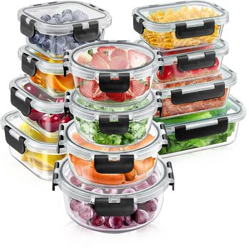 New Product with Free Shipping, Detachable Glass Food Storage Container, Multi-Specification Lunch Box 12-Piece Set, Leak-Proof Refrigerated Sealed Lunch Box