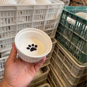 Cat Ceramic Bowl Ins Style Hand-Painted In-Stock Pet Cat Food and Water Bowl Cat and Dog Bowl Food Utensils Wholesale Foreign Trade In-Stock