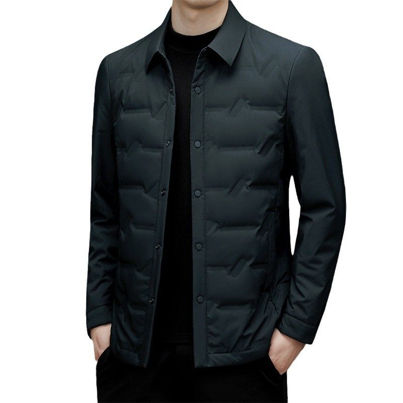 Cross-Border Stable Supply 2025 New Men's down Jacket with Lapel, Winter Business Casual Duck down Coat for Middle-Aged Men