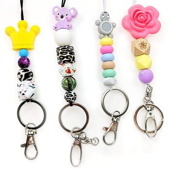 Factory direct silicone keychain cross-border new bracelet beaded beads silicone bracelet Accessories Wholesale