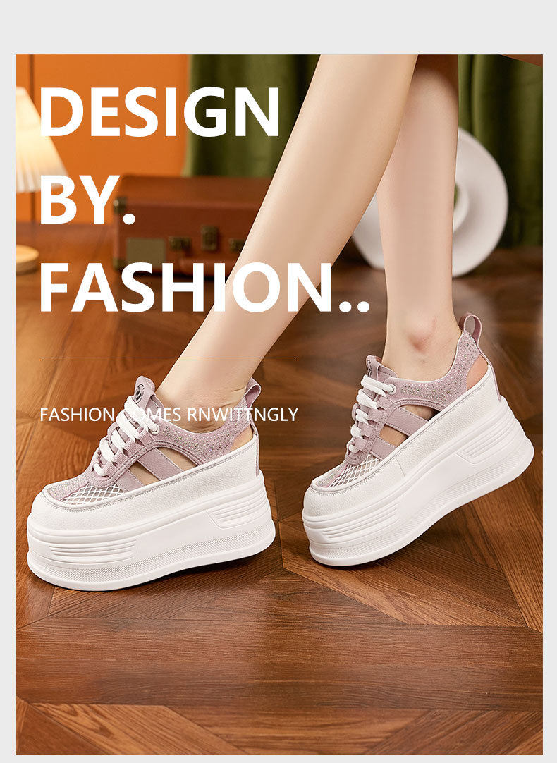 Giày sneaker nữ chunky đế dày platform phong cách mùa hè 2026 — Trắng, Trắng Tím chi tiết 10