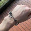 Old silver rose bracelet (length adjustable)