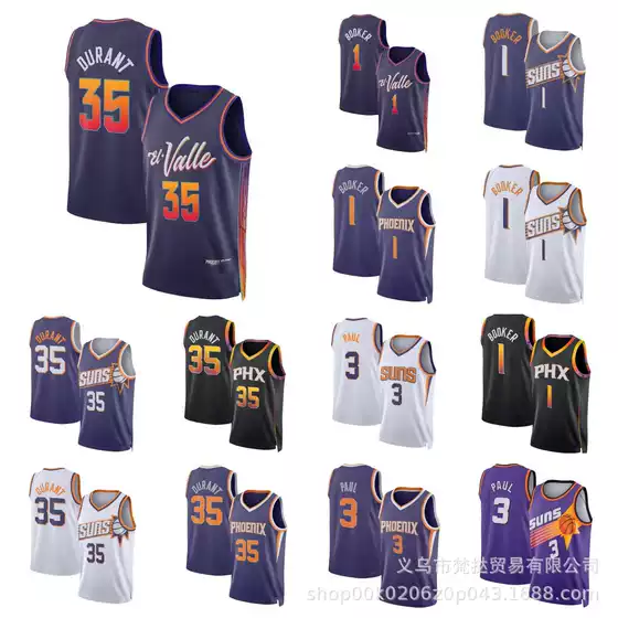 SUN BASKETBALL SUPPORT DURANT SUNS DURANT#35 BOOKER#1PAUL#3 Season 24 Jersey