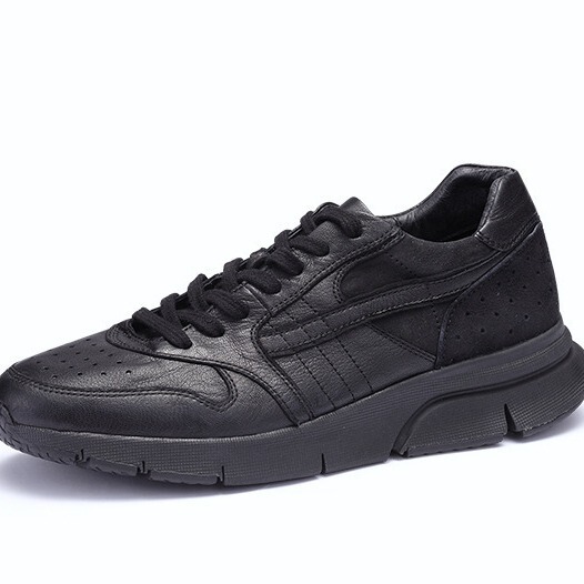 Giày sneaker nam da bò lộn thời trang phong cách Hàn Quốc — Màu đen